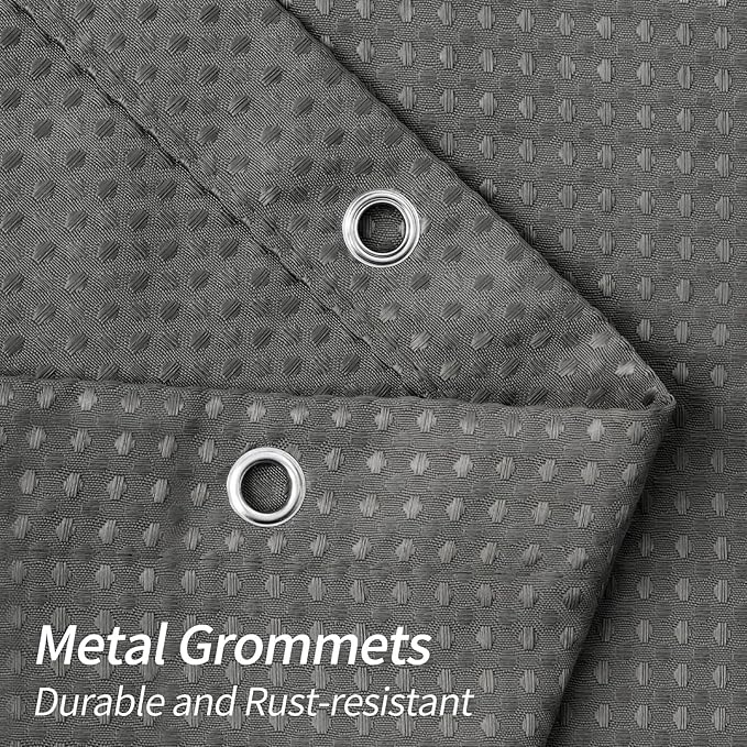 MitoVilla Grey Waffle Fabric Shower Curtain, Rustic Waffle Weave Textured Shower Curtains for Modern Luxury Bathroom Decor, Weighted Hotel Spa Shower Curtain, 72 x 72, Charcoal Grey