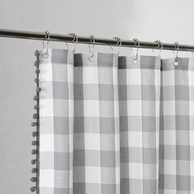VOILYBIRD Grey and White Buffalo Check Farmhouse Shower Curtain for Bathroom 72” x 72”