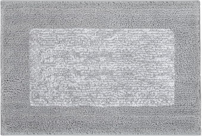 GRANNY SAYS Bathroom Rugs, Bath Mats for Bathroom Non-Slip, Super Soft and Water Absorbent, Microfiber Bath Rugs, Machine Wash Dry, Bath Rugs for Floor, Tub and Shower, 16" x 24" Grey & White