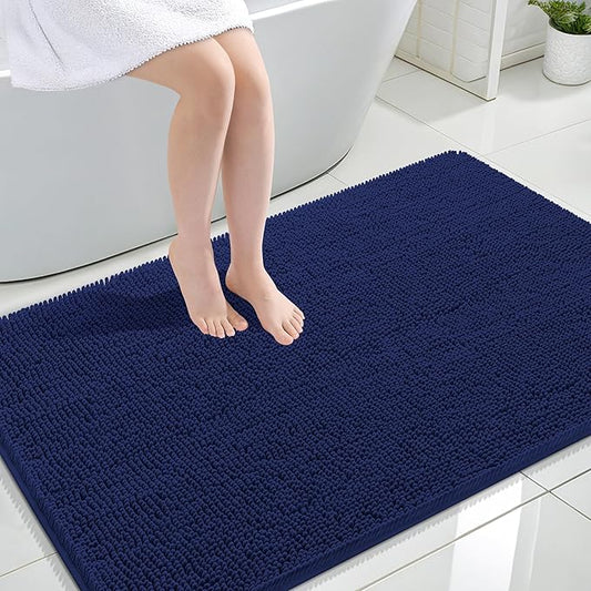 OLANLY Bathroom Rugs 47x32, Extra Soft Absorbent Chenille Bath Rugs, Rubber Backing Quick Dry, Machine Washable Bath Mats for Bathroom Floor, Tub and Shower, Home Decor Accessories, Twilight Sapphire