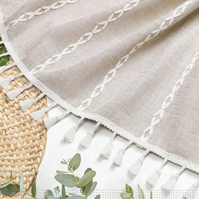 MitoVilla Tan Small Stall Shower Curtain 36 x 72, Taupe Half Size Narrow Polyester Linen Fabric Shower Curtains for Boho Farmhouse Bathroom Decor, Wrinkle Resistant Cloth Shower Curtain