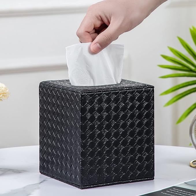 Black Tissue Box Cover, Square, Tissue Box Holders for Bathroom Accessories