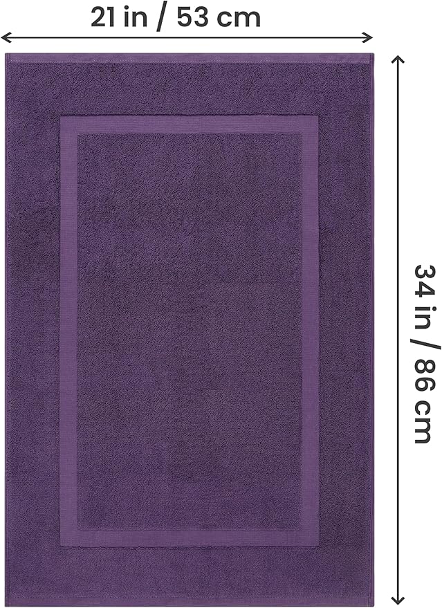 Utopia Towels Cotton Banded Rug, Bath Mats, Not a Bathroom Rug, 21 by 34 Inches, 100% Ring Spun Cotton, Highly Absorbent Shower Bathroom Floor Mat, Plum, 2 Pack