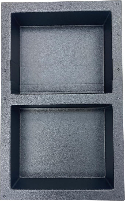 Ready-to-Tile Rectangular Shower Niche – 28" x 17" Double Equal Shelves – Made in USA – Recessed Bathroom Storage