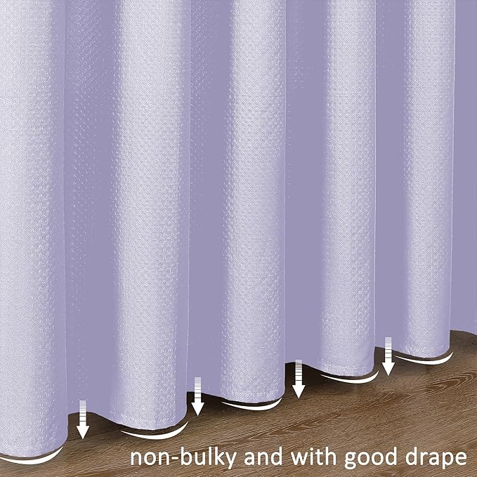 Aiyufeng Light Purple Shower Curtains for Bathroom，Dot Like Embossed Textured Waterproof Soft Polyester Cloth Shower Curtain，Hotel Spa Machine Washable，72Wx72L