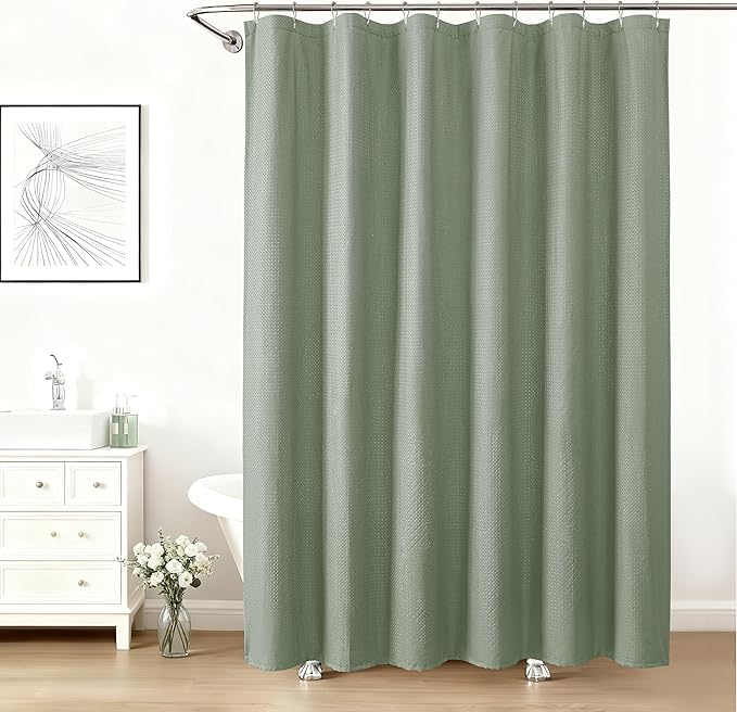 Aiyufeng Shower Curtains for Bathroom，Dot Like Embossed Textured Water Repellent Fabric Large Bath Curtain，Hotel Luxury Quality & Soft Cloth，Machine Washable，72Wx36L，Sage Green