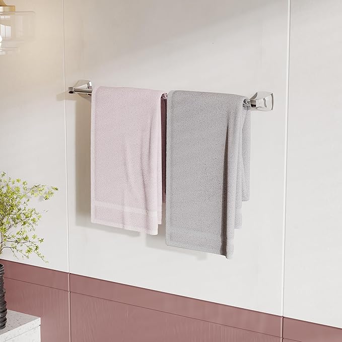 24 Inch Chrome Towel Bar Towel Rack for Bathroom Kitchen Hand Towel Holder Dish Cloths Hanger SUS304 Stainless Steel Rustproof Wall Mount