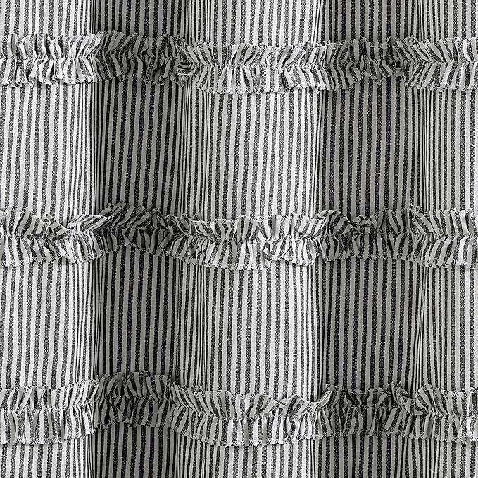 Lush Decor Vintage Stripe Yarn Dyed Cotton Shower Curtain, 72" x 72", Black