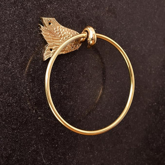 IndianShelf Premium Gold Swan Towel Ring Unique Decorative Brass Towel Hanger for Bathroom