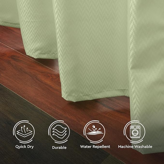 Encasa XO Luxury Jacquard Shower Curtain Mint 72x84 in | Rustproof, Wrinkle-Free, Water-Repellent & Machine Washable | Elegant Heavy Fabric for Bathroom Decor & Bathtub Use