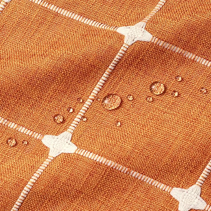 MitoVilla Orange Boho Shower Curtains for Modern Farmhouse Bathroom Decor, Vintage Country Thick Polyester Linen Fabric Shower Curtain, Rustic Tassel Cloth Shower Curtain, 72 x 72