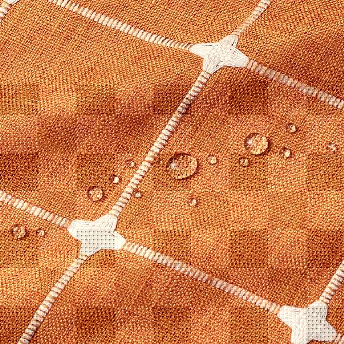 MitoVilla Orang Farmhouse Shower Curtain Set 72 x 78, Boho 78 inch Long Polyester Linen Tassel Fabric Shower Curtain Set for Chic Cottagecore French Rustic Bathroom Decor