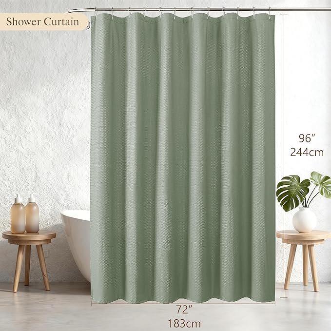 Aiyufeng Shower Curtains for Bathroom，Dot Like Embossed Textured Water Repellent Fabric Large Bath Curtain，Hotel Luxury Quality & Soft Cloth，Machine Washable，72Wx36L，Sage Green