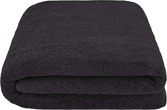American Soft Linen 100% Cotton 600 GSM Turkish 40x80 Oversized Bath Towel Sheet, Extra Large Adult Towels for Bathroom, Black Bath Sheet