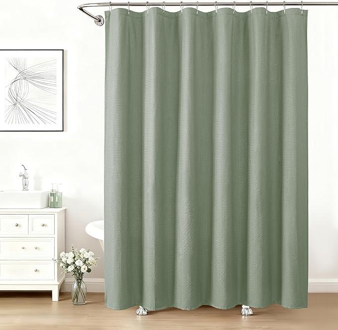 Aiyufeng Long Shower Curtains for Bathroom，Dot Like Embossed Textured Water Repellent Fabric Shower Curtain，Hotel Luxury Quality & Soft Cloth，Machine Washable，72Wx84L，Sage Green
