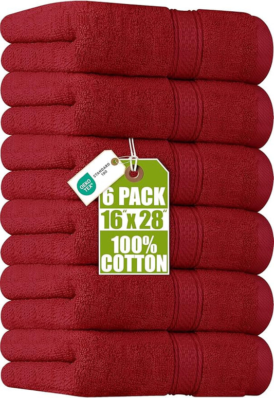 Utopia Towels 6 Pack Premium Hand Towels Set, 16 by 28 inches, 100% Ring Spun Cotton, Ultra Soft and Highly Absorbent 600GSM Towels for Bathroom, Gym, Shower, Hotel, and Spa, Red