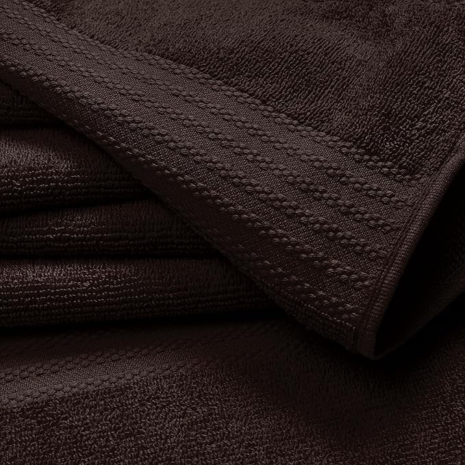 GLAMBURG Ultra Soft 6-Piece Hand Towel Set 16x28-100% Ringspun Cotton - Durable & Highly Absorbent Hand Towels - Ideal for use in Bathroom, Kitchen, Gym, Spa & General Cleaning - Chocolate Brown