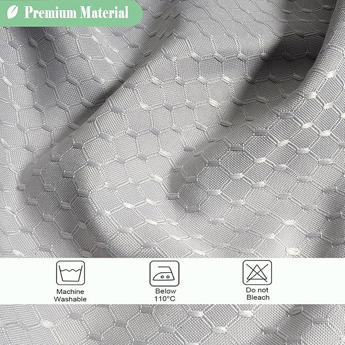 UFRIDAY Waffle Weave Fabric Shower Curtain with Mesh Window,Grey Shower Curtain Fabric 71 x 74 inch, Heavy Duty Decorative Bathroom Curtain with White Pique, Spa-Like Hotel Luxury, Water-Repellent
