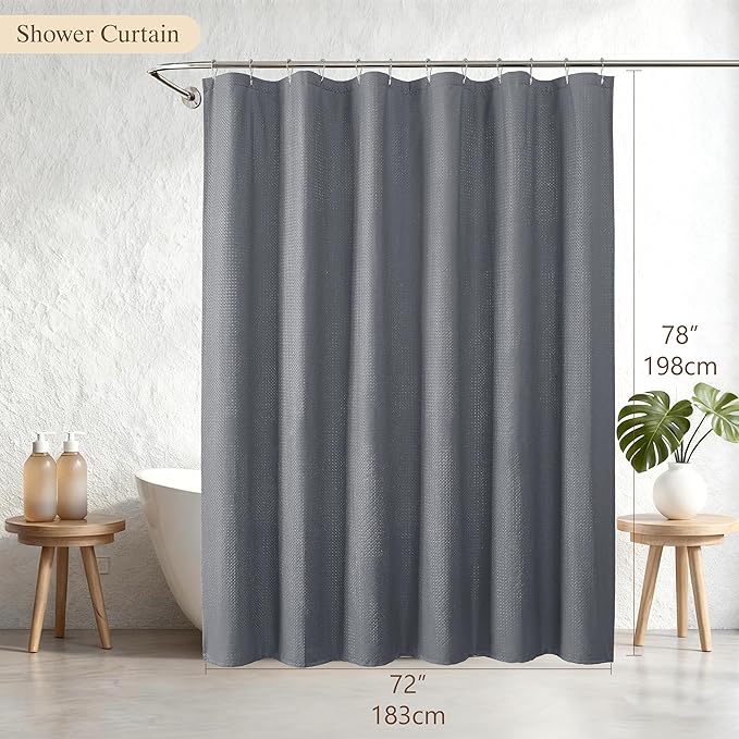Aiyufeng Grey Shower Curtains for Bathroom，Dot Like Embossed Textured Waterproof Fabric Shower Curtain，Hotel Luxury Quality & Soft Cloth，Machine Washable，72Wx78L