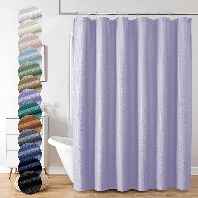 OVZME Berry Cute Shower Curtain, Embossed Textured Fabric Shower Curtain for Bathroom - Soft Cloth & Hotel Spa Luxury, Water Repellent, Machine Washable Shower Curtain, 72X72, Lavender
