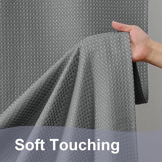 OWENIE Grey Shower Curtain, Waffle Weave Heavy Fabric Shower Curtain for Bathroom, Waterproof Thick 420G/M Textured Soft Elegant Luxury Hotel Spa Bath Curtains, Machine Washable, Grey, 72W x 72L