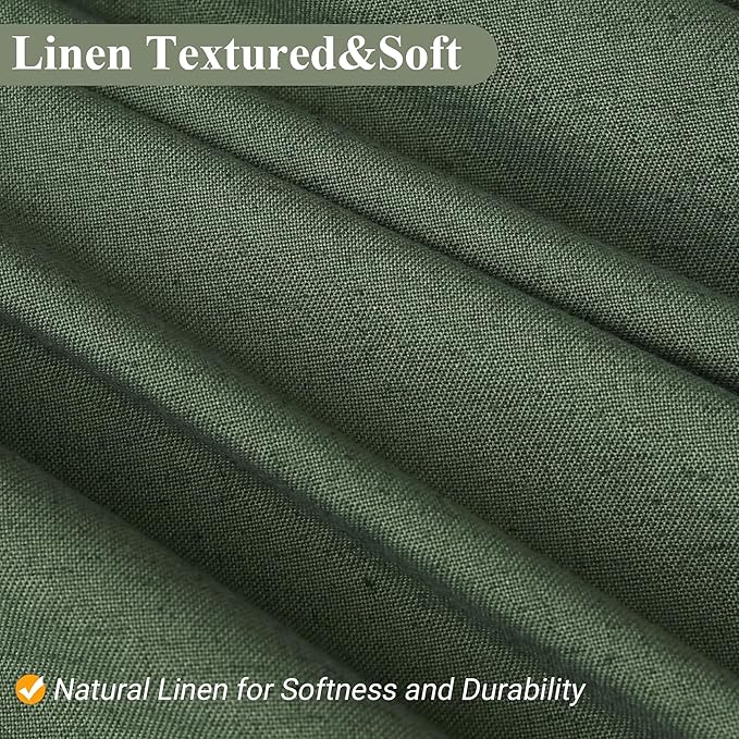 Naturoom Olive Green Shower Curtain 84 inches Long, Linen Rustic Weighted Fabric Shower Curtain Set with Hooks, Bohemian Country Thick Bath Curtains for Bathroom,72x84