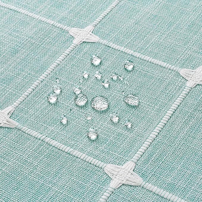 MitoVilla Teal Blue 72 x 78 Farmhouse Shower Curtain, Turquoise Boho 78 inch Long Polyester Linen Tassel Fabric Shower Curtain Set for Chic Cottagecore French Rustic Bathroom Decor