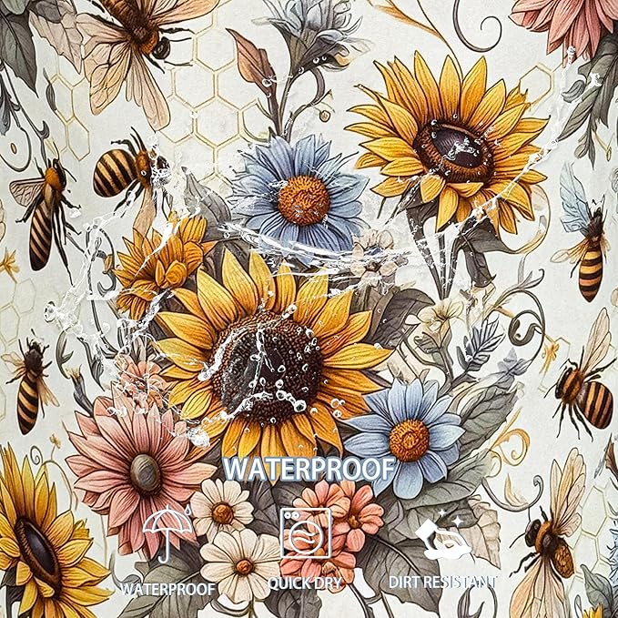NUTAINLA Bee Sunflower Laundry Basket Flower Foldable Oxford Cloth Funny Tote Bag Laundry Hamper Clothes Storage Bucket Toy Organizer For Bathroom/Laundry Storage/Bedroom 18.9x16.5 Inch