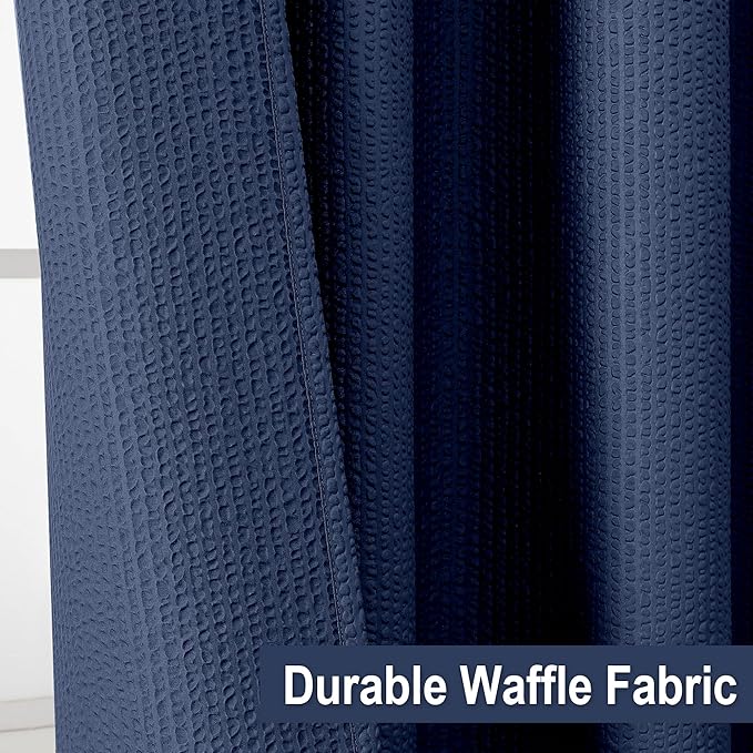 OVZME Berry Blue Shower Curtain, Embossed Textured Fabric Shower Curtain for Bathroom - Soft Cloth & Hotel Spa Luxury, Water Repellent, Machine Washable Long Shower Curtain, 72X78, Navy Blue