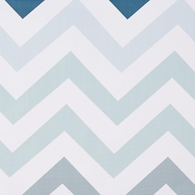 Amazon Basics Bathroom Shower Curtain, Water Resistant Fabric with Weighted Hem, Grommets & Hooks, Machine Washable, 72"x72", Blue Ombre Chevron