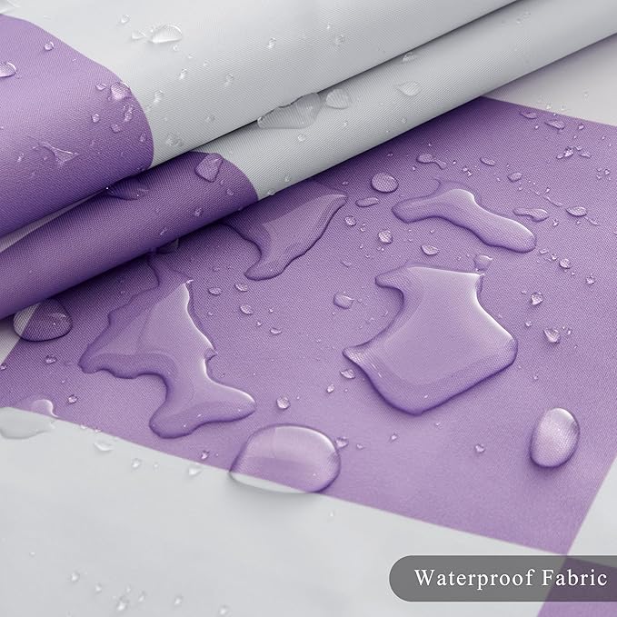 Checkered Shower Curtain, Lavender Purple Shower Curtains for Bathroom, Cute Retro Checkboard Shower Curtain Vintage Aesthetic, Washable Fabric Bath Curtain 72''x72''
