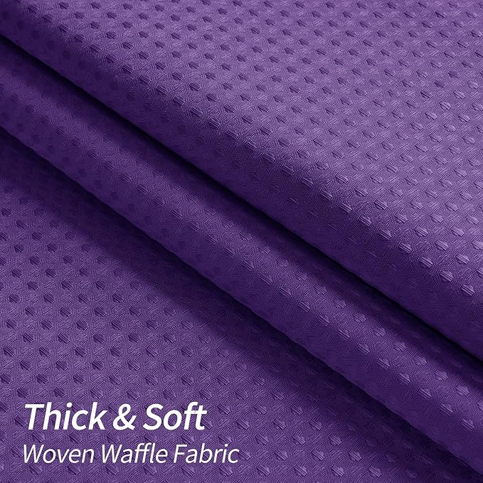 MitoVilla Purple Waffle Small Stall Shower Curtain 36 x 72, Half Size Fabric Narrow Shower Curtains for Bathroom Decor, 36 inch Weighted Shower Curtain Set with Plastic Hooks