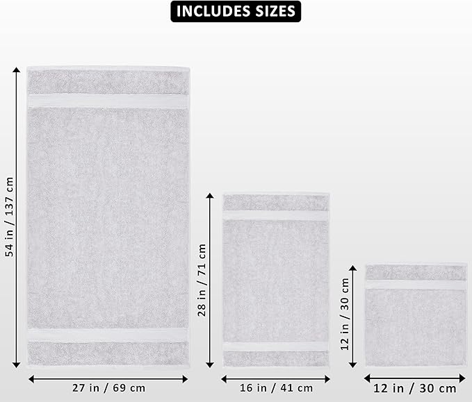 Utopia Towels 8 Piece Luxury Towel Set – Majestic Plush, Super Absorbent & Quicker-to-Dry, Thick 100% Ring Spun Cotton Towels for Bathroom, Spa & Hotel – 2 Bath, 2 Hand, 4 Washcloths, Silver
