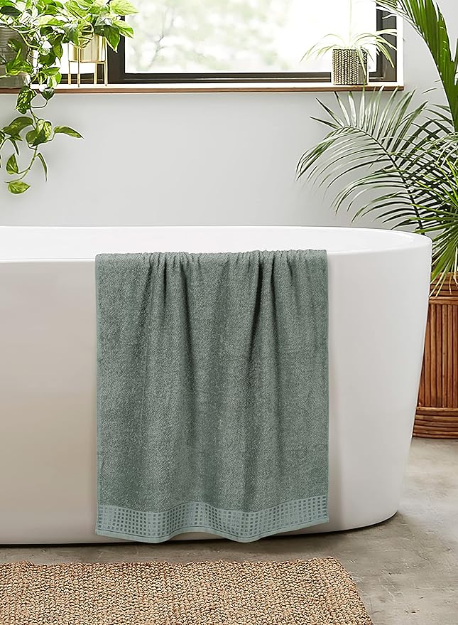 GLAMBURG 100% Cotton 2 Pack Oversized Bath Towel Set 28x55 Inches, Ultra Soft Highly Absorbant Compact Quickdry & Lightweight Large Bath Towels, Ideal for Gym Travel Camp Pool - Jade