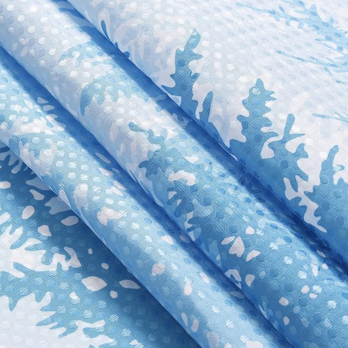 Hokibero Sky Blue Misty Forest Mountain Nature Tree Fabric Shower Curtains for Bathroom