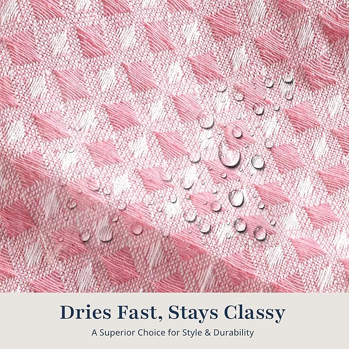 LANE LINEN Premium Shower Curtains - 72W x 72H Heavyweight Waffle Weaved Fabric, Luxury Spa Look - Water Repellent, Quick Dry & Easy Care & Machine Washable - Top Header with Metal Grommets - Pink