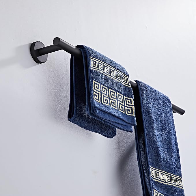 Bathroom Towel Bar, 24-Inch Towel Rack for Bathroom Wall Mounted, Matte Black Thicken SUS304 Stainless Steel Towel Rod Modern Home Decor(Total Length 26-Inch)