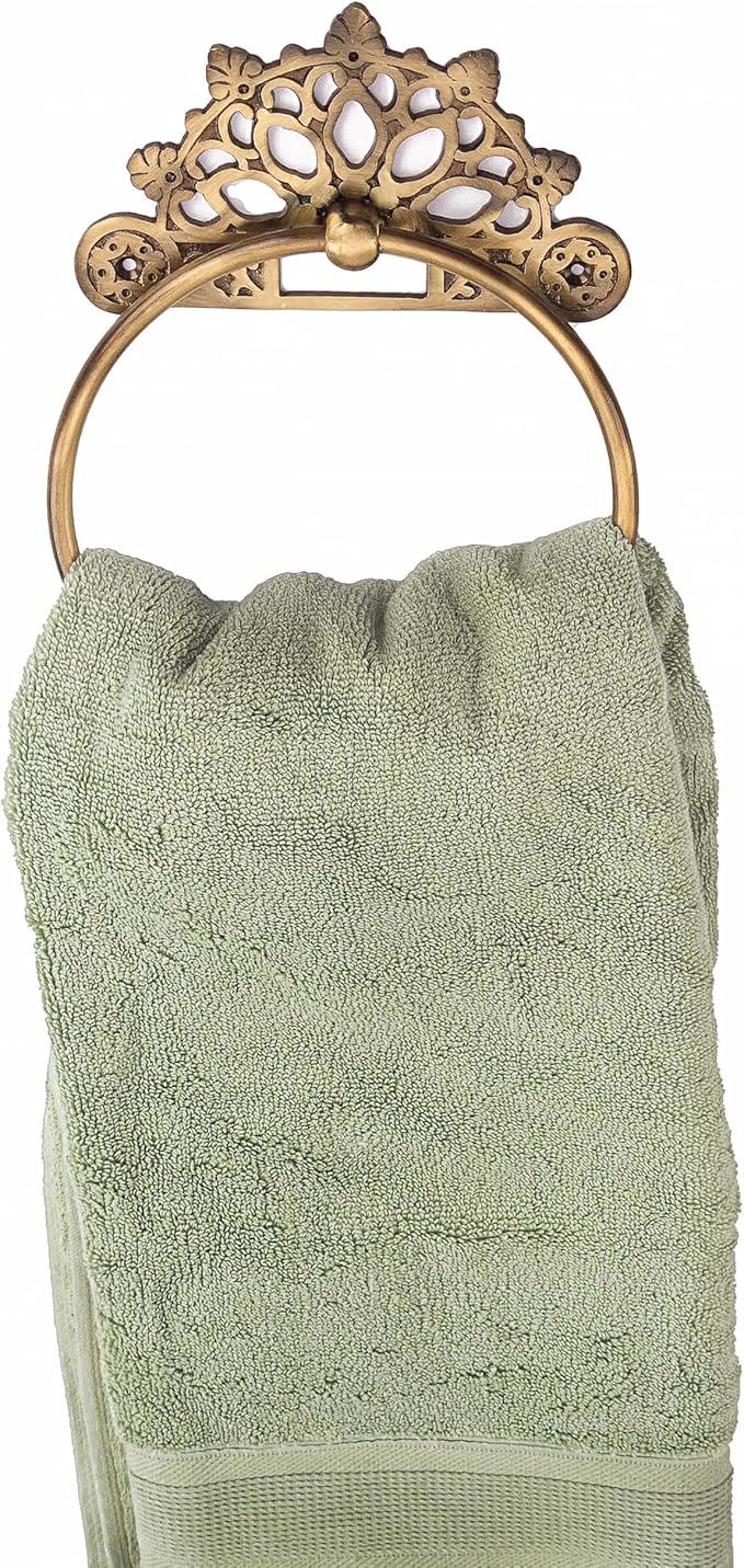 Victorian Towel Ring Solid Brass | Antique 6 inches | Hand Towel Hanger | Round Towel Holder for Bathroom, Toilet,Kitchen Accessories Handmade | Wall Mounted | Napkin Holder