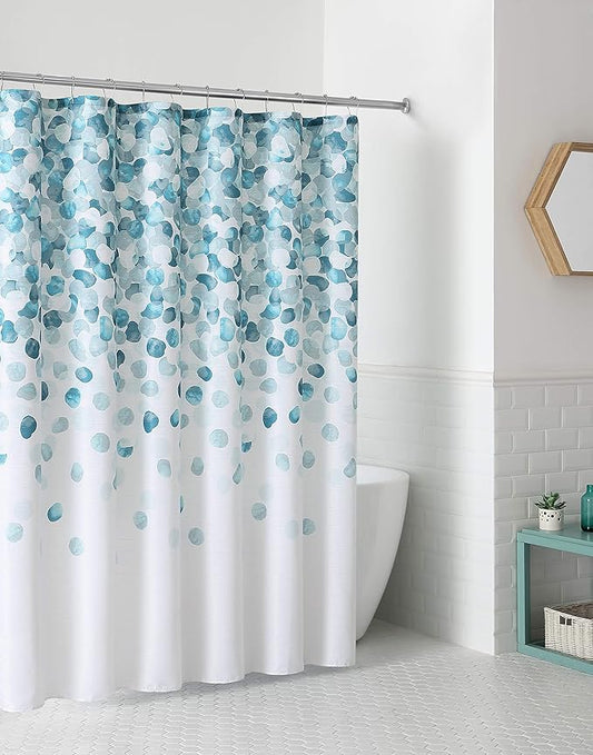 Serafina Home Mineral Blue Teal Modern Fabric Shower Curtain for Bathroom: Cascading Water Splash Pattern of Turquoise, Aqua, and White