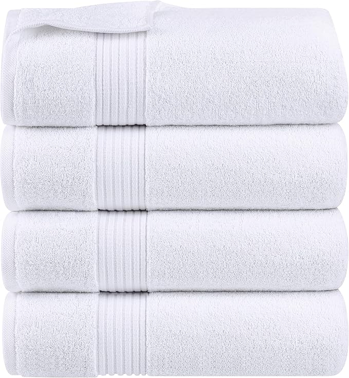 Utopia Towels Luxurious Bath Towels Set, 27 x 54 Inches 100% Ring Spun Cotton, 12 Pack White