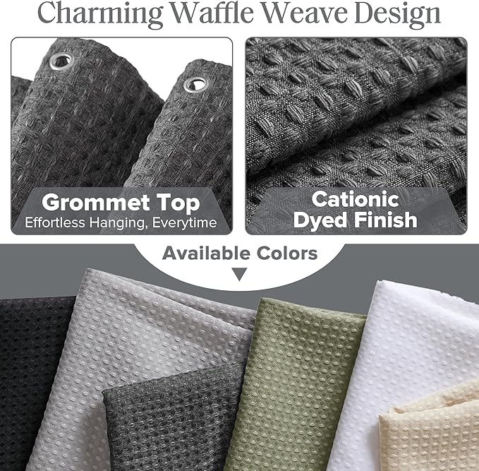 Madison Park Shower Curtain Waffle Weave, Cationic Dyed, Waffle Shower Curtain 3M Scotchgard Moisture Management, Farmhouse Shower Curtains for Bathroom, Standard: 72x72 Charcoal