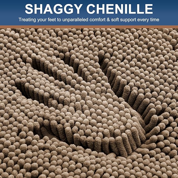 Smiry Luxury Chenille Toilet Rugs U-Shaped 20x20, Soft Absorbent Non-Slip Contour Bathroom Rugs for Toilet, Machine Washable Contoured Bath Mats, Camel