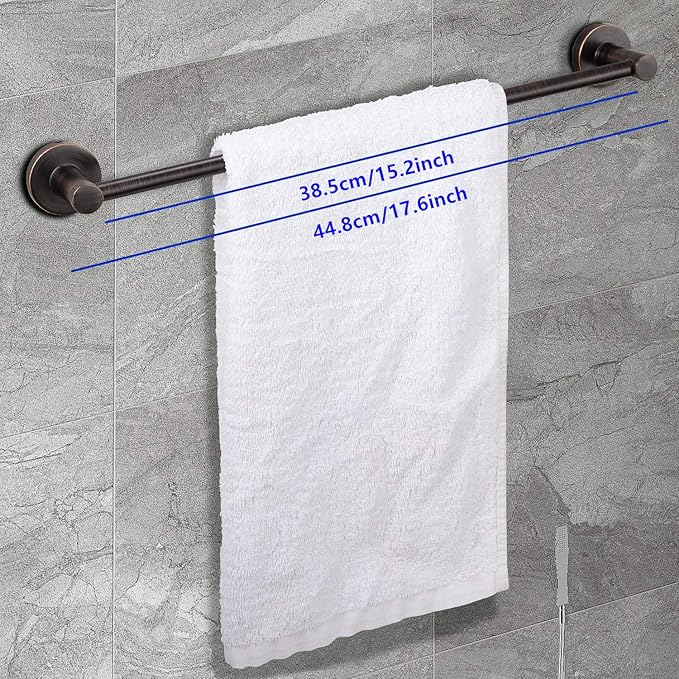 JiePai Bath Towel Bar Oil Rubbed Bronze, 17.6 Inch Stainless Steel Towel Rack Bathroom Towel Holder Wall Mount Kitchen Dish Cloth Hanger (Oil Rubbed Bronze, 17.6 Inch)