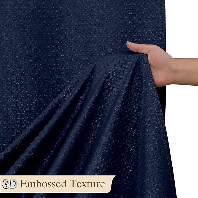Aiyufeng Navy Blue Shower Curtains for Bathroom，Dot Like Embossed Textured Waterproof Fabric Shower Curtain，Hotel Luxury Quality & Soft Cloth，Machine Washable，72Wx78L