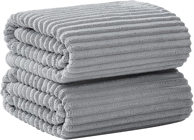 Oversized Bath Sheets 40x80 Inches Extra Large Bath Towels for Adults Super Soft Quick Dry Highly Absobent Microfiber Shower Towels for Bathroom, Pool, Gym, Yoga Towel (Grey, 2Piece)