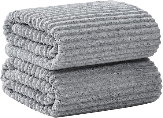 Oversized Bath Sheets 40x80 Inches Extra Large Bath Towels for Adults Super Soft Quick Dry Highly Absobent Microfiber Shower Towels for Bathroom, Pool, Gym, Yoga Towel (Grey, 2Piece)