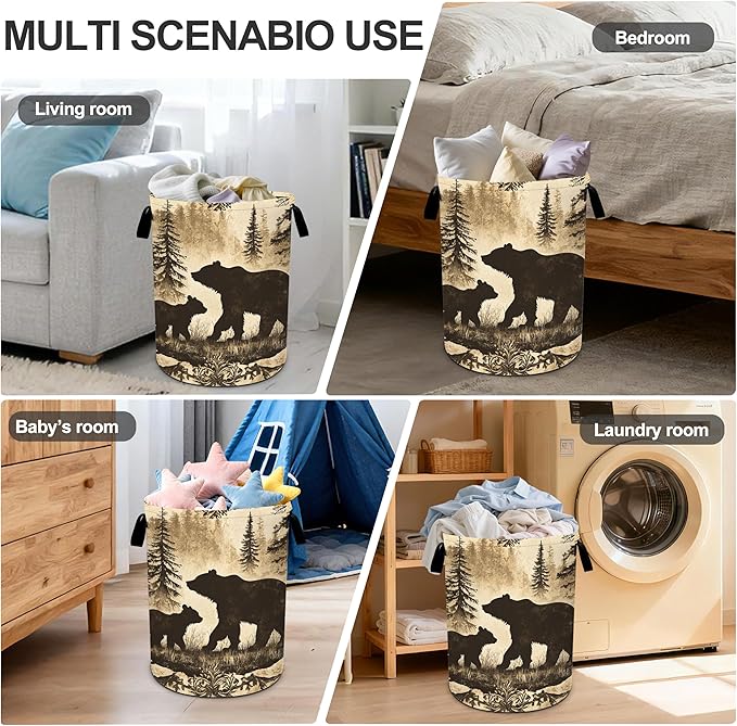 Animal Laundry Basket Storage Bin Foldable Laundry Hamper Clothes Storage Bucket Organizer 19.6x15.7 Inch For Laundry Room/Bedroom/Bathroom