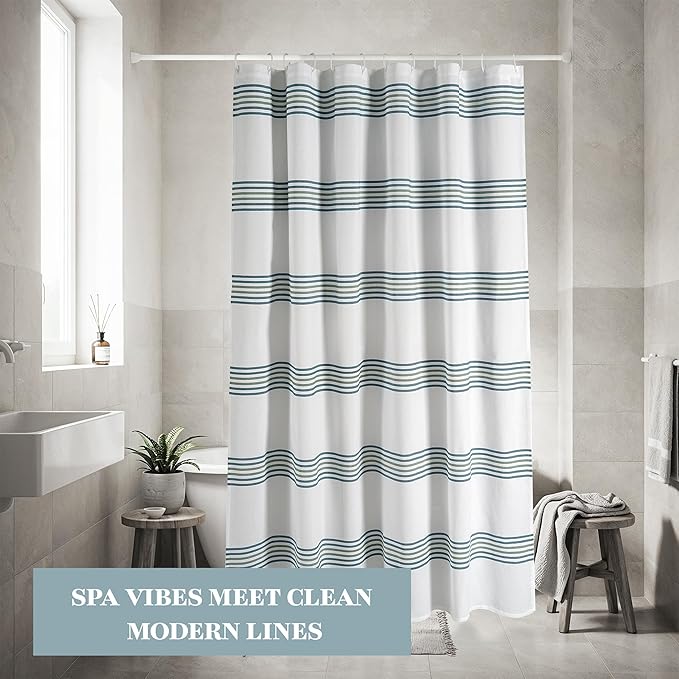 LANE LINEN Waterproof Fabric Shower Stall Curtain - 72 x 36 Compact Size - Built In Waterproof Lining - Spa Inspired Bathroom Style - Quick Dry, Machine Washable & Perfect for small space - Sage Green