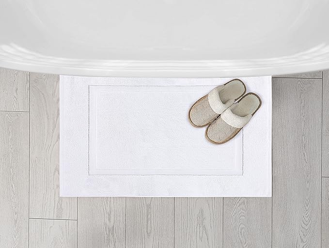 Utopia Towels Cotton Banded Rug Bath Mats, [Not a Bathroom Rug] 21x34 Inches, 100% Ring Spun Cotton - Highly Absorbent and Machine Washable Shower Bathroom Floor Towel, White, 32 Pack