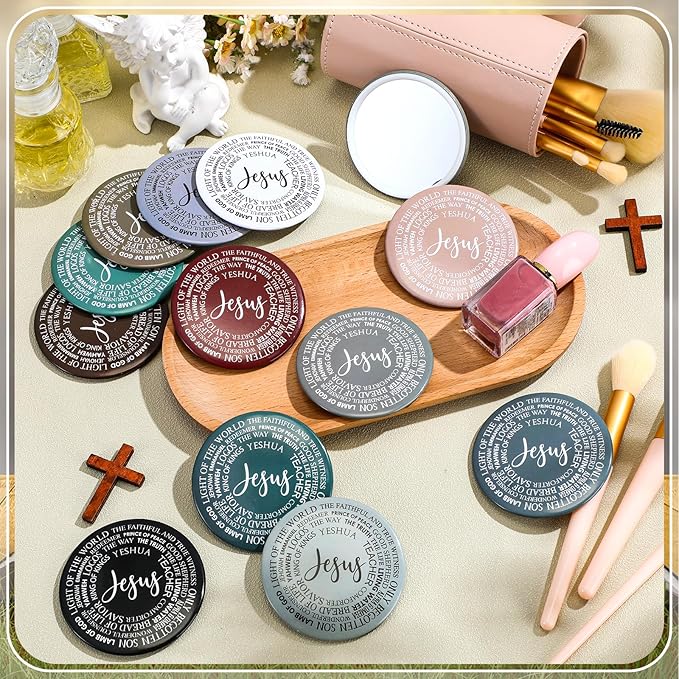 GlikCeil 36 Pcs Easter Christian Compact Mirror Gifts for Women Pocket Jesus Compact Mirrors Bulk, Christian Gifts for Women, Mini Makeup Mirrors, Easter Basket Stuffers, Church Party Favors